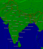 Indien Städte + Grenzen 887x1000